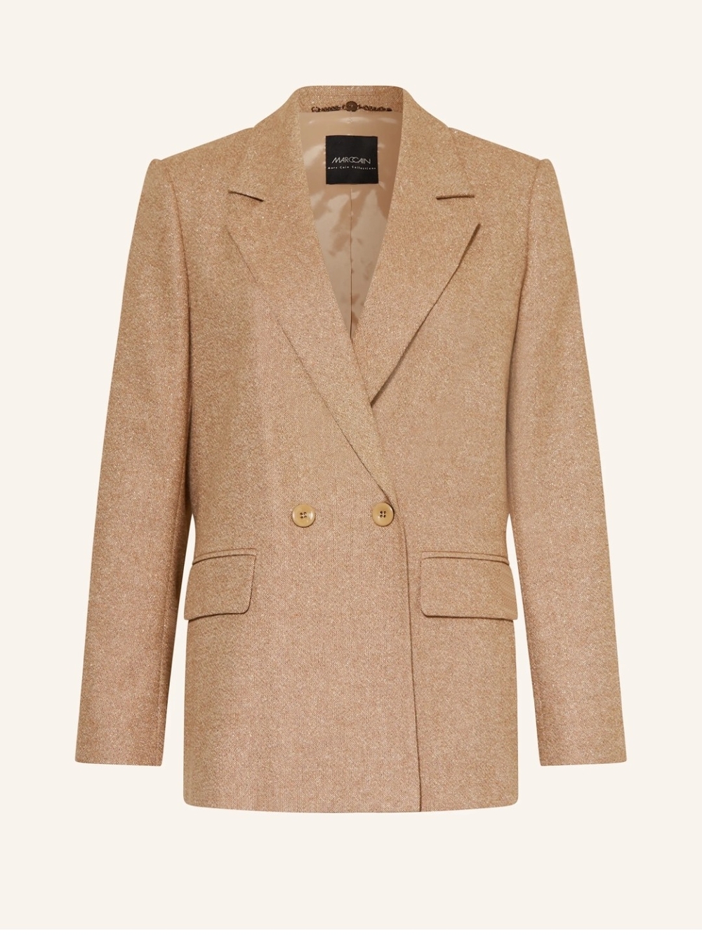MARC CAIN COLLECTIONS GLITTER THREAD WOOL SILK BLAZER WARM SAND 6